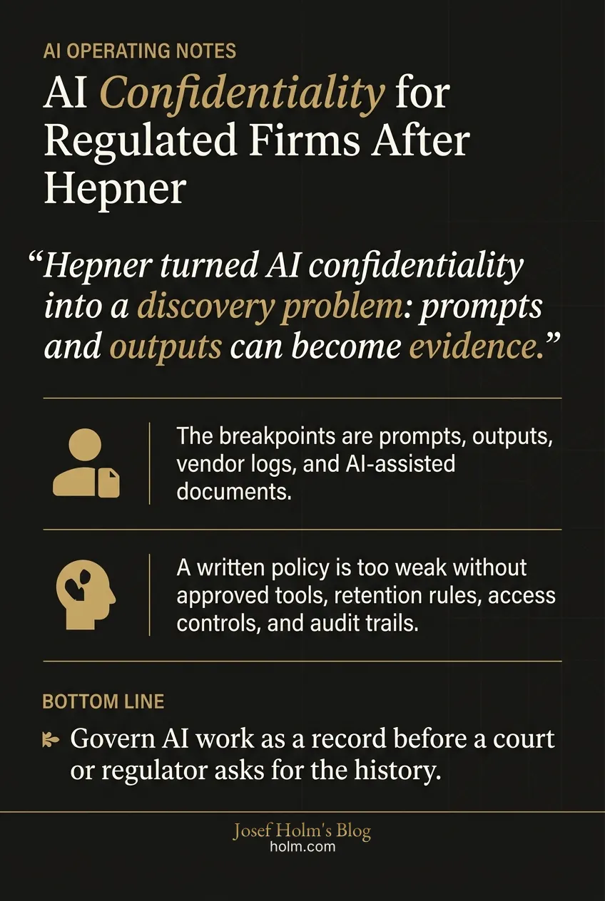 Infographic summary of: AI Confidentiality for Regulated Firms After Hepner