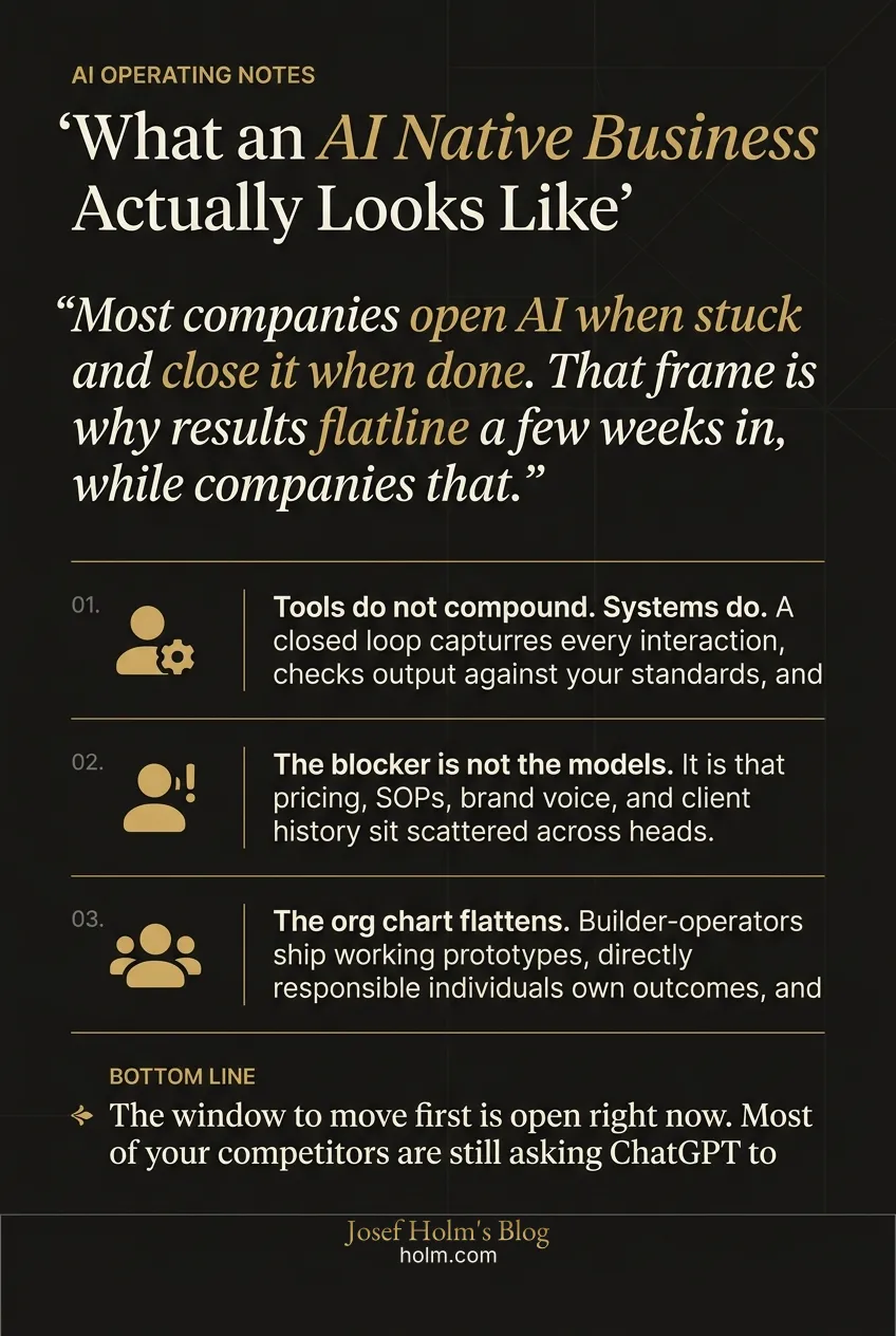 Infographic summary of: What an AI Native Business Actually Looks Like