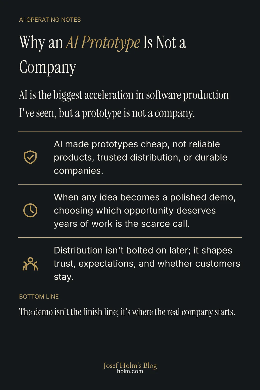 Infographic summary of: Why an AI Prototype Is Not a Company
