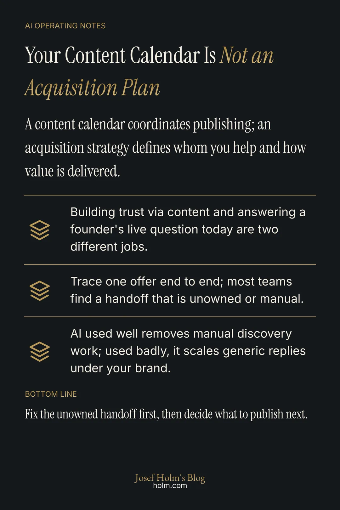 Infographic summary of: Your Content Calendar Is Not an Acquisition Plan