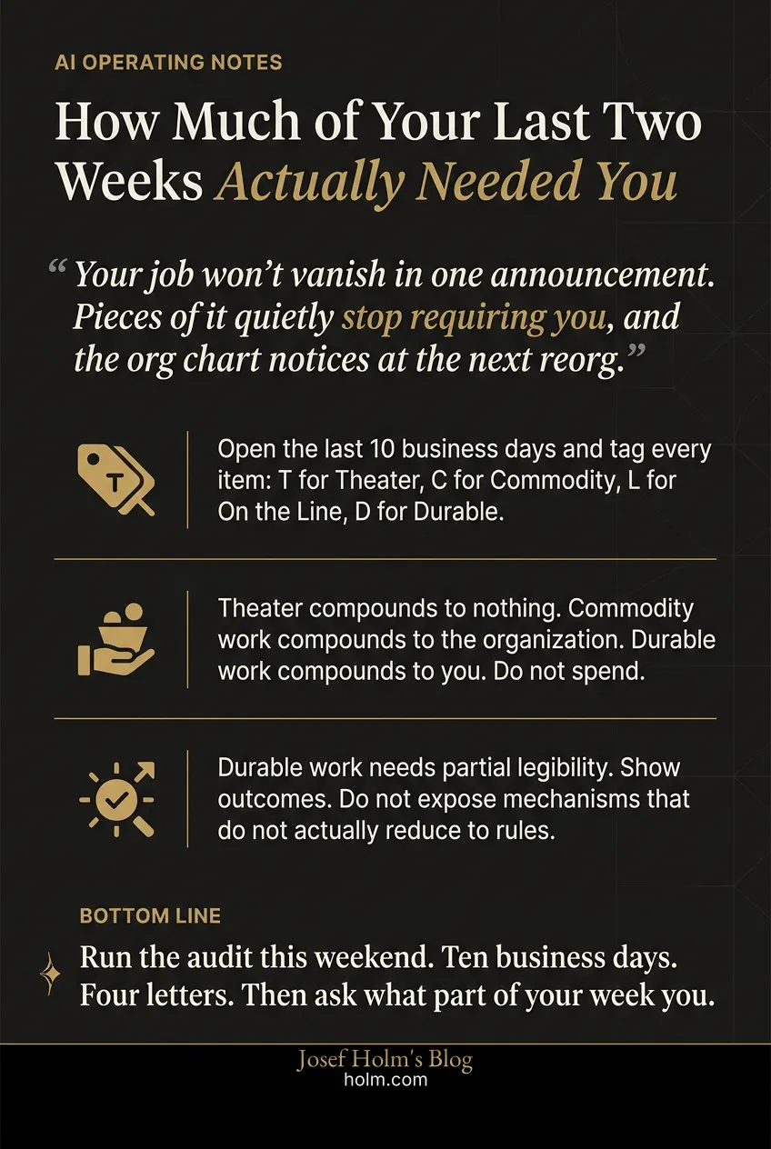 Infographic summary of: How Much of Your Last Two Weeks Actually Needed You