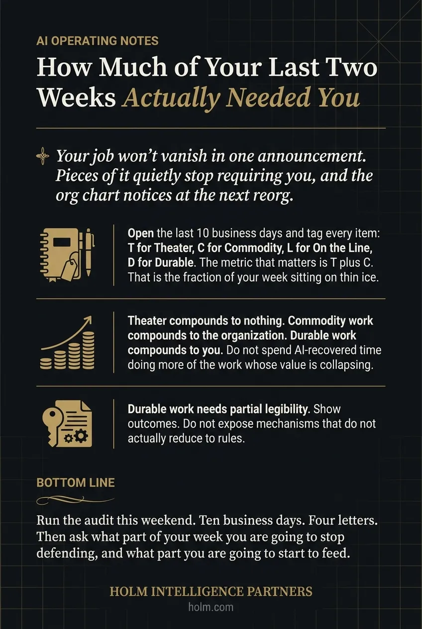 Infographic summary of: How Much of Your Last Two Weeks Actually Needed You