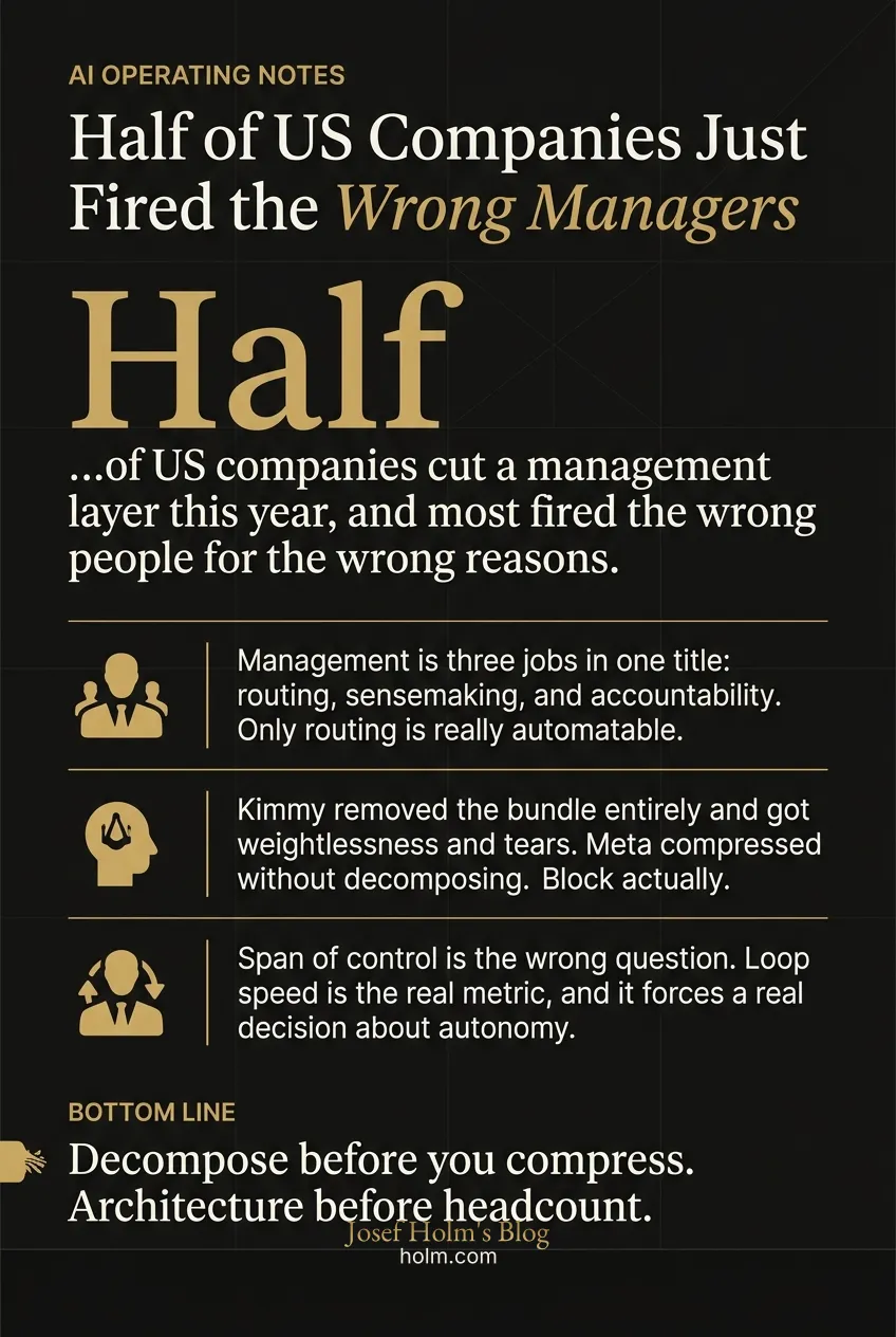 Infographic summary of: Half of US Companies Just Fired the Wrong Managers