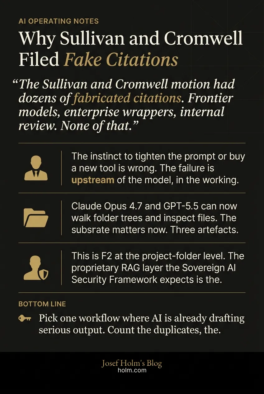Infographic summary of: Why Sullivan and Cromwell Filed Fake Citations