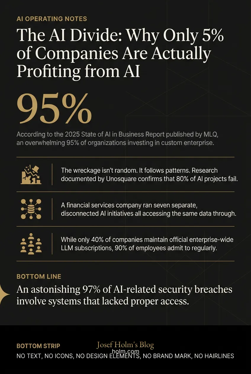 Infographic summary of: The AI Divide: Why Only 5% of Companies Are Actually Profiting from AI