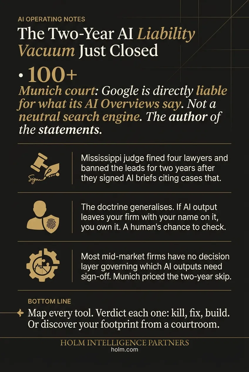 Infographic summary of: The Two-Year AI Liability Vacuum Just Closed