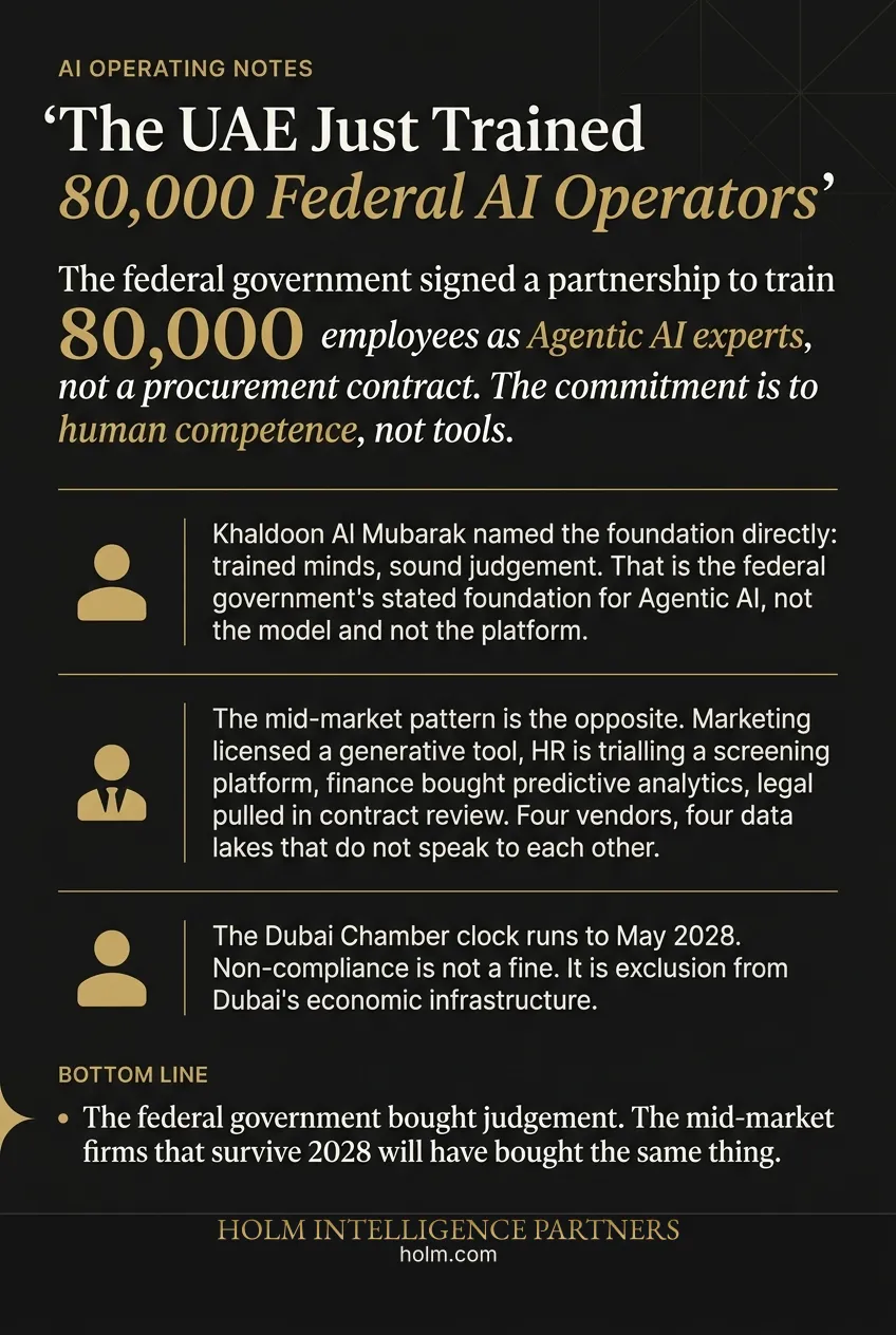 Infographic summary of: The UAE Government is Buying Judgment. Why is the Private Sector Only Buying Software?