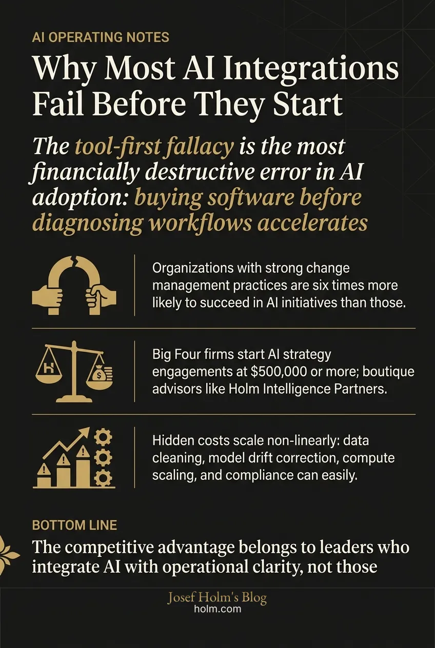 Infographic summary of: Why Most AI Integrations Fail Before They Start