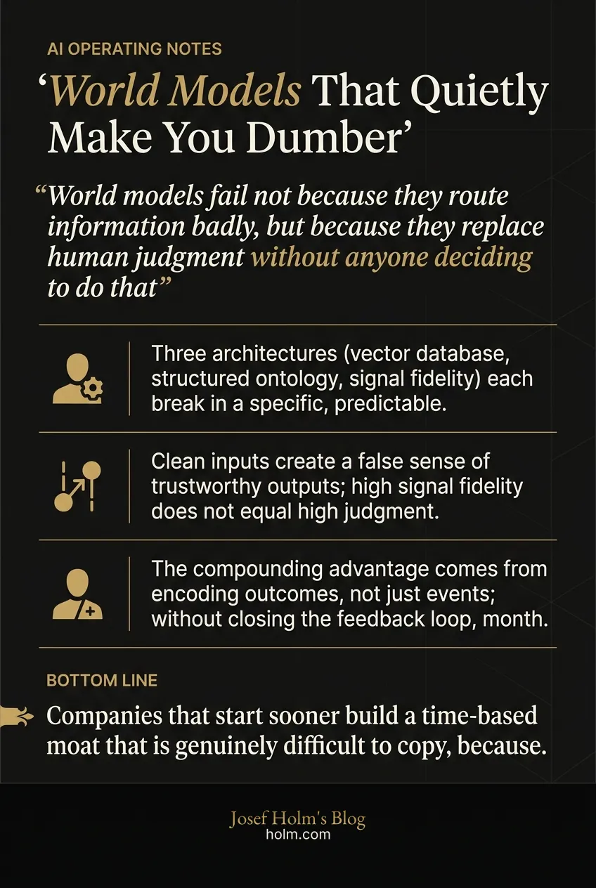 Infographic summary of: World Models That Quietly Make You Dumber