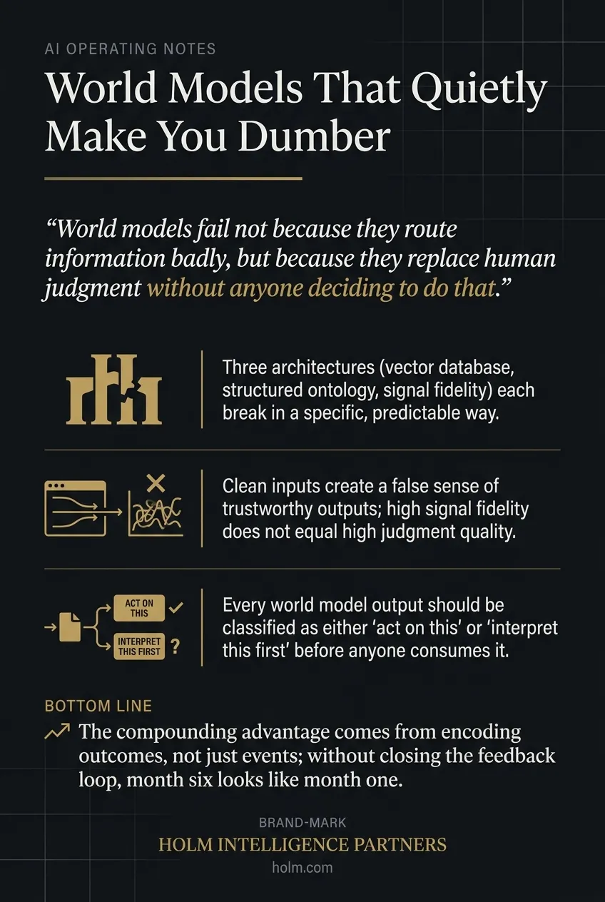 Infographic summary of: World Models That Quietly Make You Dumber